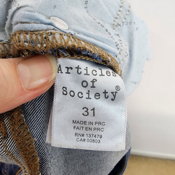 Articles of Society Suzy Fray Hem Ankle Crop Skinny Jeans Size 31 Dark Wash - Picture 15 of 16